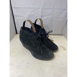 Bass Cali Chukka Boot Bootie Womens 9.5M Black Wedge Heel Lace Up